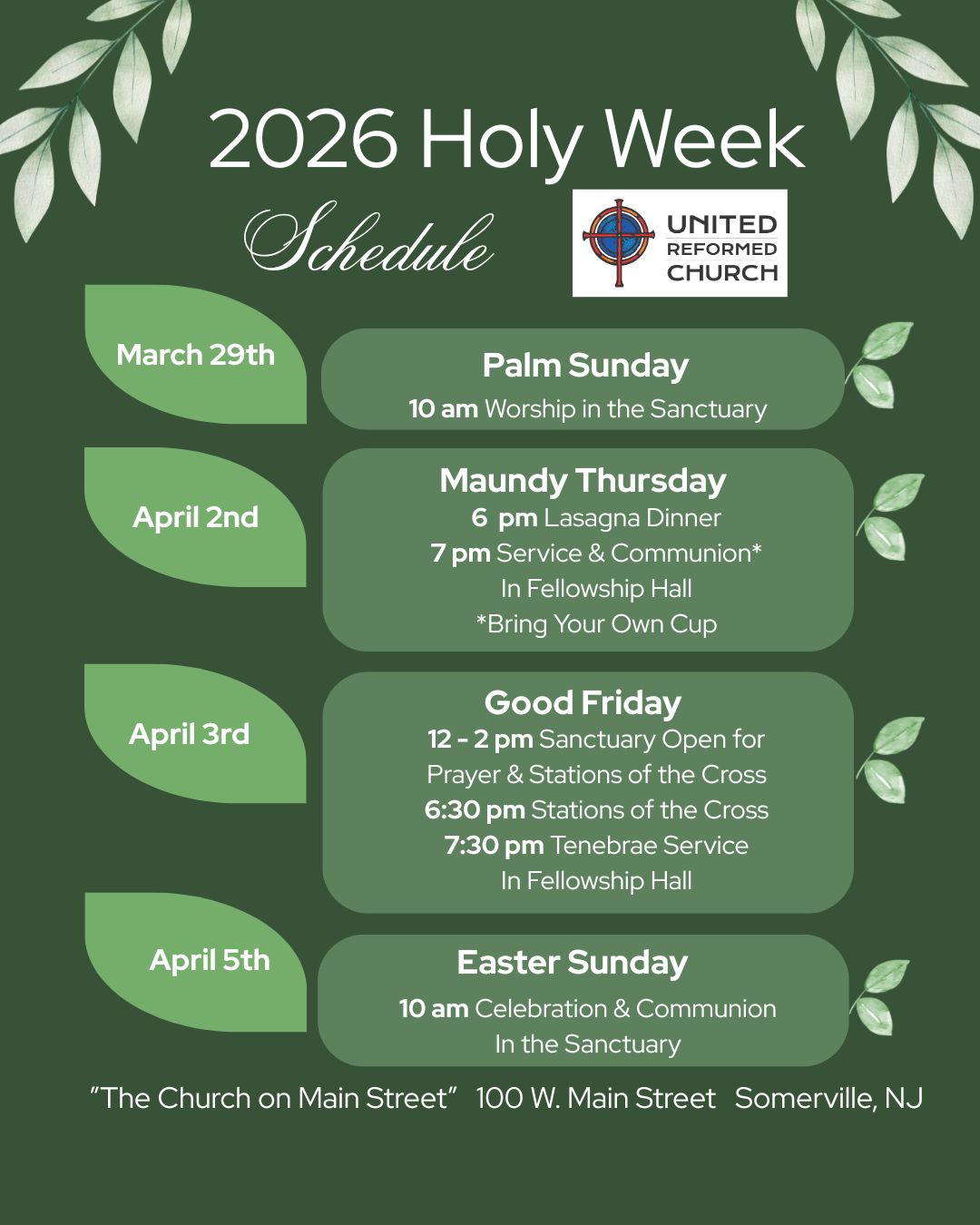 2026 Holy Week Schedule Insta